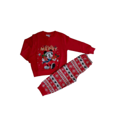  Karácsonyi témájú pamut pizsama, Mickey egér, Just be Merry, Piros, 98 cm, 3 év