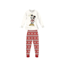  Karácsonyi témájú pamut pizsama, Minnie Mouse DY50C7129, fehér/piros, 122-128 CM, 7-8 év