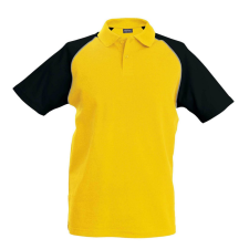 KARIBAN baseball férfi galléros rövid ujjú piké póló KA226, Yellow/Black-L férfi póló