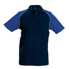 KARIBAN Férfi baseball galléros rövid ujjú piké póló, Kariban KA226, Navy/Royal Blue-3XL férfi póló