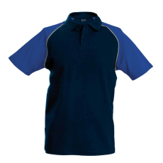 KARIBAN Férfi baseball galléros rövid ujjú piké póló, Kariban KA226, Navy/Royal Blue-S
