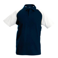KARIBAN Férfi baseball galléros rövid ujjú piké póló, Kariban KA226, Navy/White-M
