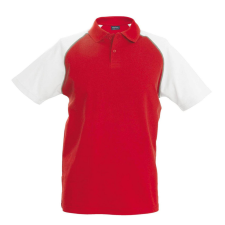 KARIBAN Férfi baseball galléros rövid ujjú piké póló, Kariban KA226, Red/White-M férfi póló