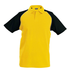 KARIBAN Férfi baseball galléros rövid ujjú piké póló, Kariban KA226, Yellow/Black-M