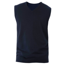 KARIBAN Férfi divatos V-nyakú keskeny szabású mellény, Kariban KA969, Navy-XL férfi mellény