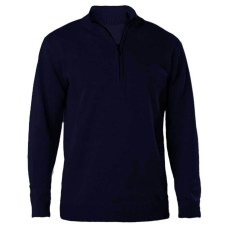 KARIBAN Férfi galléros 1/4 cipzáros keskeny szabású pulóver, Kariban KA970, Navy-4XL