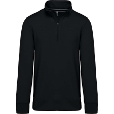 KARIBAN Férfi galléros 1/4 cipzáros pulóver, Kariban KA487, Black-XS férfi pulóver, kardigán