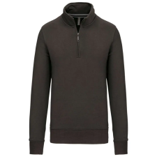 KARIBAN Férfi galléros 1/4 cipzáros pulóver, Kariban KA487, Dark Grey-3XL férfi pulóver, kardigán