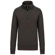 KARIBAN Férfi galléros 1/4 cipzáros pulóver, Kariban KA487, Dark Grey-4XL férfi pulóver, kardigán