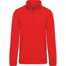 KARIBAN Férfi galléros 1/4 cipzáros pulóver, Kariban KA487, Red-3XL