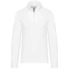 KARIBAN Férfi galléros 1/4 cipzáros pulóver, Kariban KA487, White-L férfi pulóver, kardigán