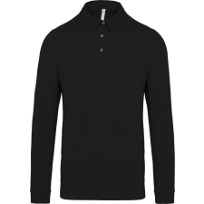 KARIBAN Férfi galléros hosszú ujjú jersey póló, Kariban KA264, Black-2XL férfi póló