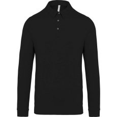 KARIBAN Férfi galléros hosszú ujjú jersey póló, Kariban KA264, Black-L