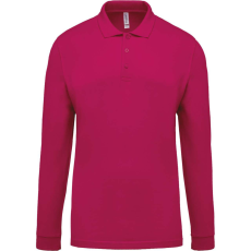 KARIBAN Férfi galléros hosszú ujjú piké póló, Kariban KA256, Fuchsia-2XL