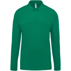 KARIBAN Férfi galléros hosszú ujjú piké póló, Kariban KA256, Kelly Green-3XL