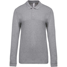 KARIBAN Férfi galléros hosszú ujjú piké póló, Kariban KA256, Oxford Grey-M