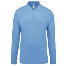 KARIBAN Férfi galléros hosszú ujjú piké póló, Kariban KA256, Sky Blue-L