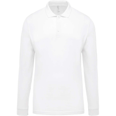 KARIBAN Férfi galléros hosszú ujjú piké póló, Kariban KA256, White-XL