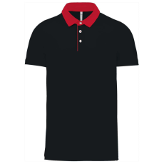 KARIBAN Férfi galléros jersey póló, kontrasztos gallérral, Kariban KA260, Black/Red-L
