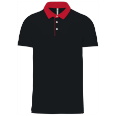 KARIBAN Férfi galléros jersey póló, kontrasztos gallérral, Kariban KA260, Black/Red-XL