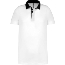 KARIBAN Férfi galléros jersey póló, kontrasztos gallérral, Kariban KA260, White/Navy-3XL férfi póló
