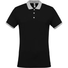 KARIBAN Férfi galléros piké póló, kontrasztos passzékkal, Kariban KA258, Black/Oxford Grey-L