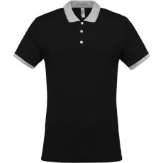 KARIBAN Férfi galléros piké póló, kontrasztos passzékkal, Kariban KA258, Black/Oxford Grey-S