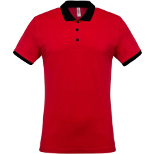 KARIBAN Férfi galléros piké póló, kontrasztos passzékkal, Kariban KA258, Red/Black-3XL férfi póló