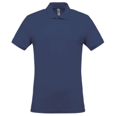 KARIBAN férfi galléros piké póló, rövid ujjú KA254, Deep Blue-3XL