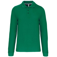 KARIBAN Férfi hosszú ujjú galléros piké póló, Kariban KA243, Kelly Green-3XL férfi póló