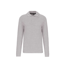 KARIBAN Férfi hosszú ujjú galléros piké póló, Kariban KA243, Oxford Grey-3XL férfi póló