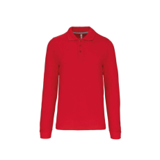 KARIBAN Férfi hosszú ujjú galléros piké póló, Kariban KA243, Red-XL