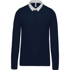 KARIBAN Férfi hosszú ujjú jersey pamut galléros póló, Kariban KA213, Navy/White-M férfi póló