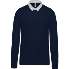 KARIBAN Férfi hosszú ujjú jersey pamut galléros póló, Kariban KA213, Navy/White-S