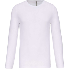 KARIBAN férfi hosszú ujjú kereknyakú sztreccs póló KA3016, White-XL férfi póló