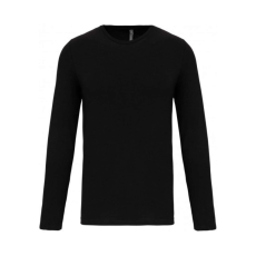 KARIBAN Férfi hosszú ujjú kereknyakú sztreccs póló, Kariban KA3016, Black-XL