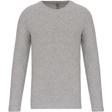 KARIBAN Férfi hosszú ujjú kereknyakú sztreccs póló, Kariban KA3016, Light Grey Heather-3XL
