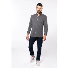 KARIBAN Férfi ing Kariban KA507 Long-Sleeved Jacquard Knit Shirt -3XL, Jacquard Dark Grey férfi ing