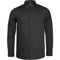 KARIBAN Férfi ing Kariban KA515 Men'S Long-Sleeved Mandarin Collar Shirt -L, Black