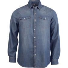 KARIBAN Férfi ing Kariban KA519 Men&#039;S Long-Sleeved Denim Shirt -3XL, Blue Jean férfi ing