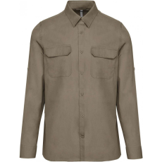 KARIBAN Férfi ing Kariban KA590 Men'S Long-Sleeved Safari Shirt -3XL, Light Khaki