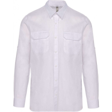 KARIBAN Férfi ing Kariban KA590 Men'S Long-Sleeved Safari Shirt -4XL, White