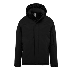 KARIBAN Férfi kapucnis, bélelt softshell kabát, Kariban KA650, Black-XL