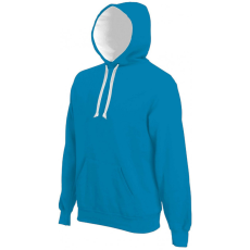 KARIBAN Férfi kapucnis pulóver Kariban KA446 Men'S Contrast Hooded Sweatshirt -M, Tropical Blue/White