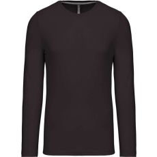 KARIBAN Férfi kereknyakú hosszú ujjú pamut póló, Kariban KA359, Dark Grey-4XL