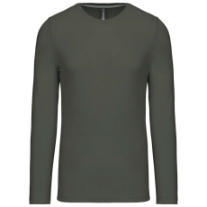 KARIBAN Férfi kereknyakú hosszú ujjú pamut póló, Kariban KA359, Dark Khaki-S