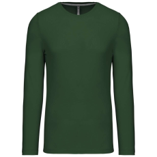 KARIBAN Férfi kereknyakú hosszú ujjú pamut póló, Kariban KA359, Forest Green-2XL