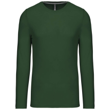 KARIBAN Férfi kereknyakú hosszú ujjú pamut póló, Kariban KA359, Forest Green-XL férfi póló