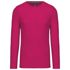KARIBAN Férfi kereknyakú hosszú ujjú pamut póló, Kariban KA359, Fuchsia-3XL