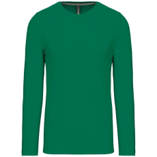 KARIBAN Férfi kereknyakú hosszú ujjú pamut póló, Kariban KA359, Kelly Green-3XL